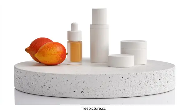 Cosmetic Packaging Display with Mangoes