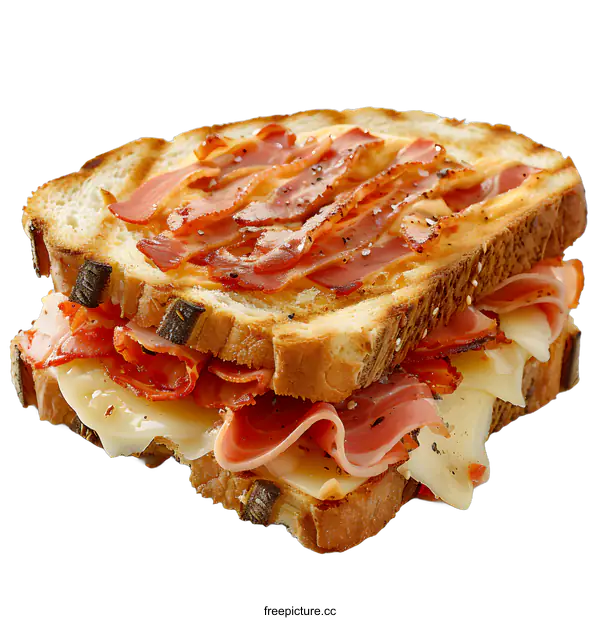 [Transparent Background PNG]Grilled cheese and bacon sandwich