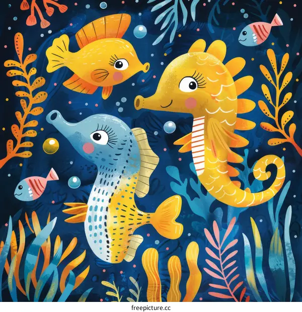 Three Happy Friends Swimming in the Blue Sea