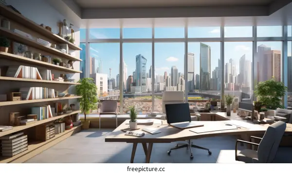 Office with a view of the city
