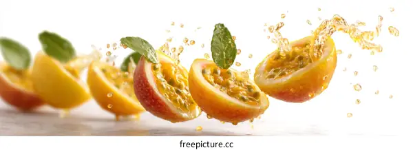 Passion Fruit Slices with Splashing Juice