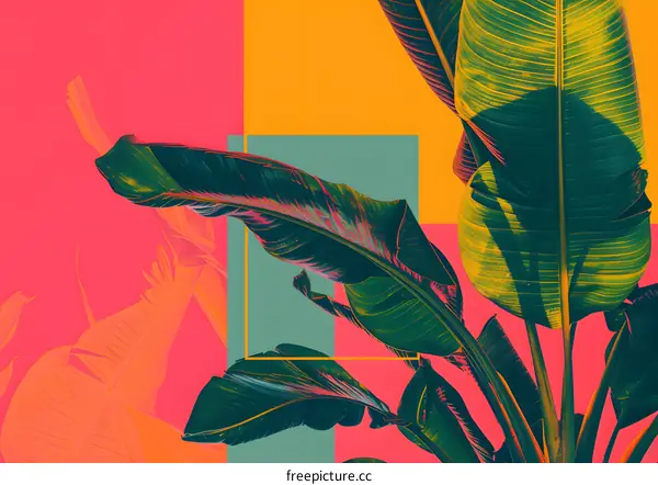 Tropical Leaves with Vibrant Colors