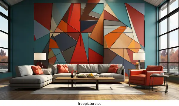 Colorful Geometric Wall Art for Modern Living Rooms
