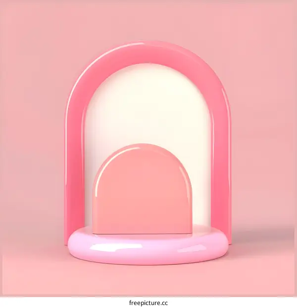 Abstract Pink Arch And Circle 3D Illustration