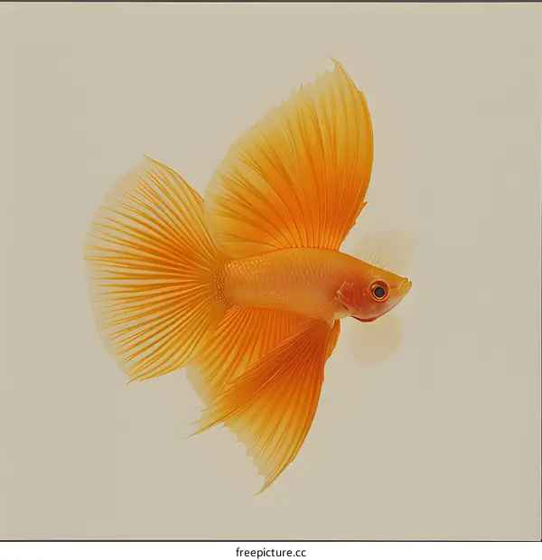 Golden Siamese Fighting Fish on Neutral Background