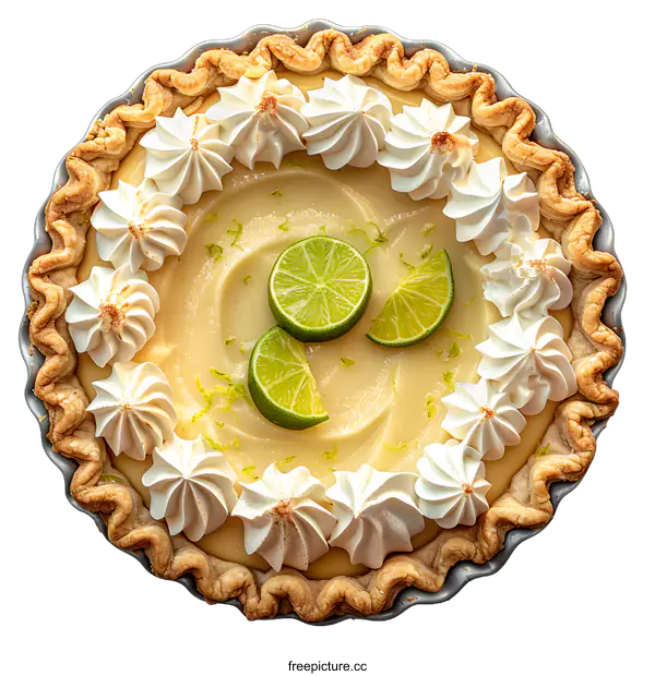 [Transparent Background PNG]Key Lime Pie with Meringue Topping