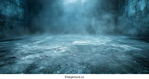 Dark Concrete Room With Fog