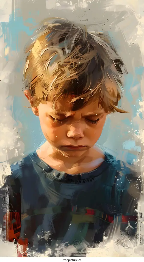 sad lonely boy looking down