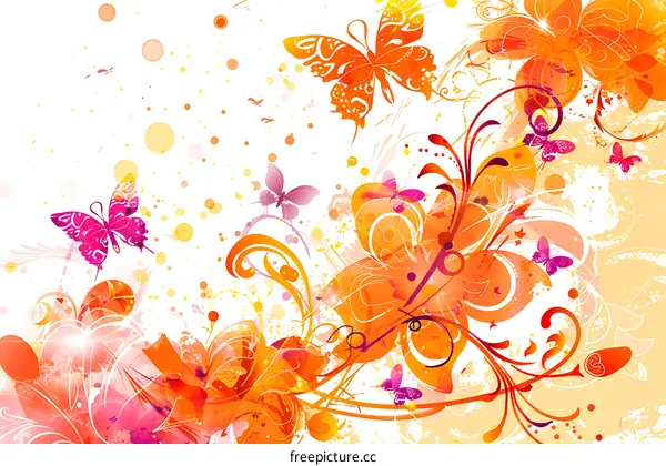 Orange and Pink Floral Butterfly Design