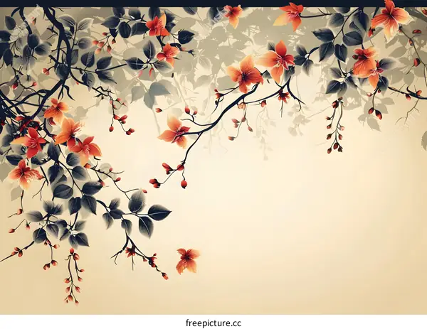 Hand-painted Chinese style flower background image