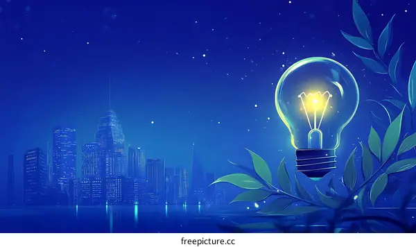 Illuminating City at Night with a Lightbulb
