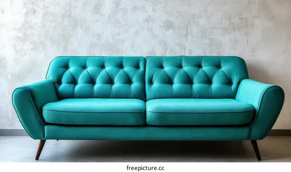 Teal Sofa against a Textured Wall