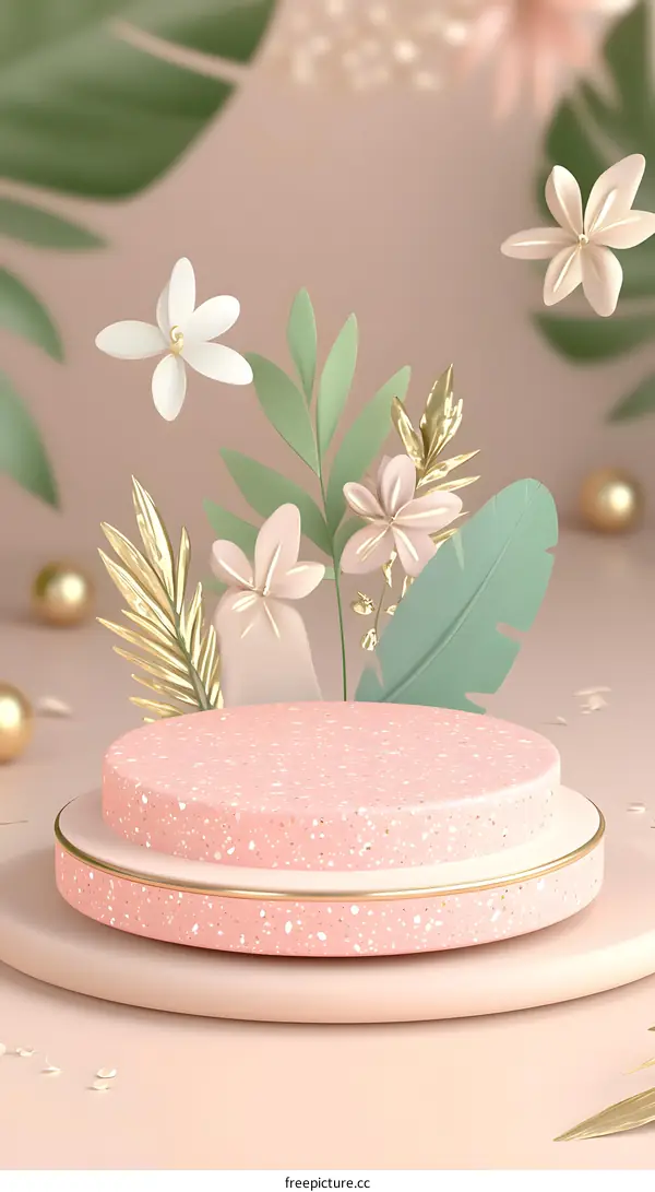 Pink Podium With Floral Decorations