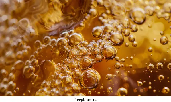 Close-up of bubbles in a clear liquid