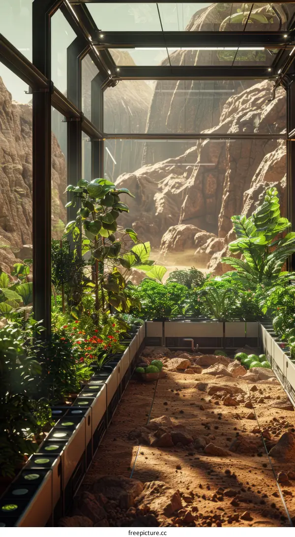 A greenhouse on Mars with a view of the canyon