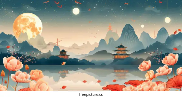 Tranquil Mountain Lake at Night