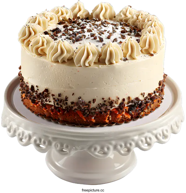 [Transparent Background PNG]A cake with white frosting and brown sprinkles on top
