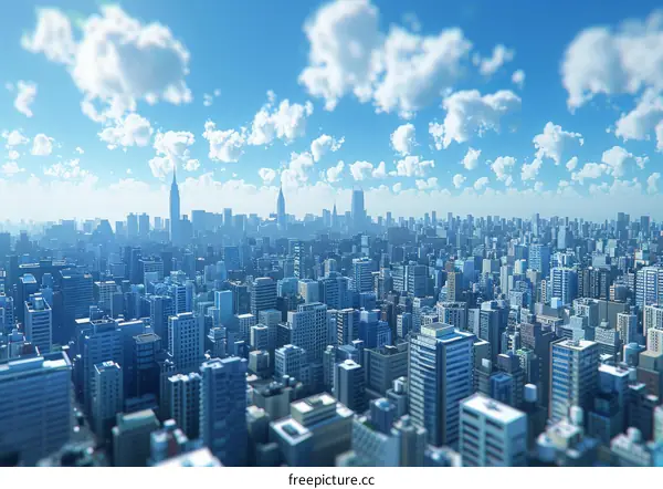 City Skyline with Towers and Clouds