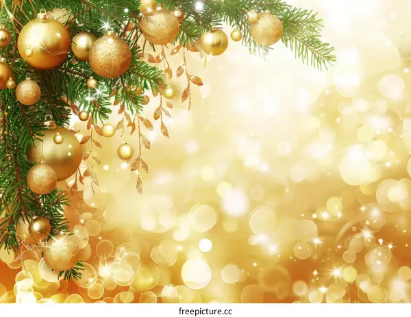 Sparkling Golden Christmas Ornaments