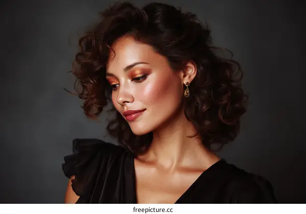 Elegant Woman with Stylish Makeup and Earrings