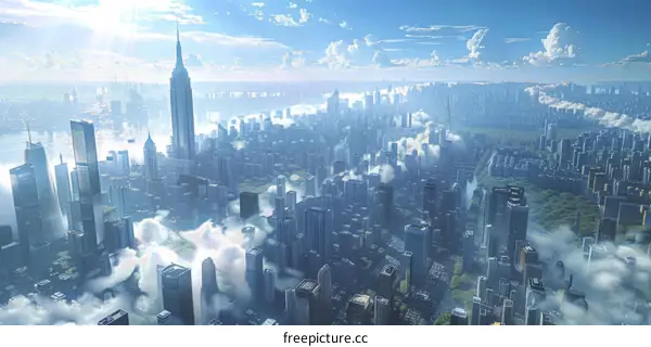 Aerial View of a Futuristic Metropolis