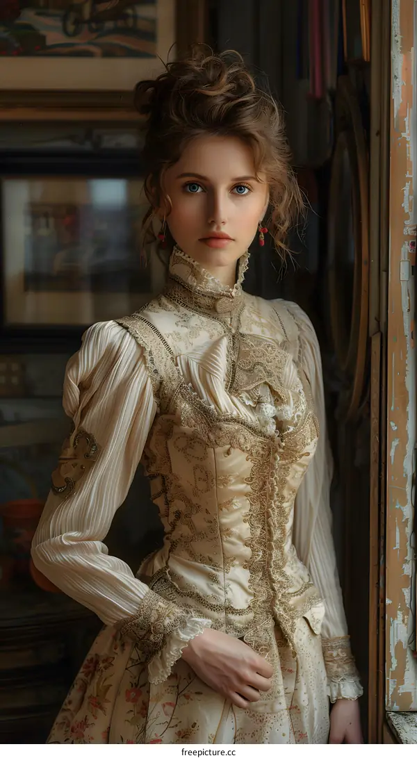 portrait of a young woman in a historical dress