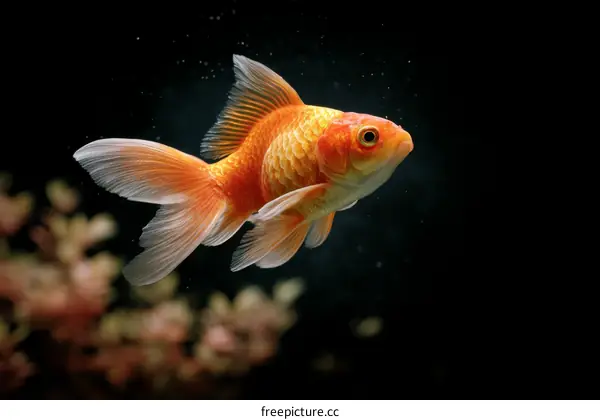Orange Goldfish in Dark Background
