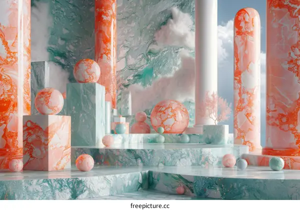 Abstract Marble Geometric Architecture Scene