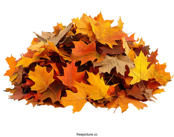 [Transparent Background PNG]Autumn Leaves Pile Isolated on White Background
