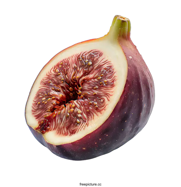 [Transparent Background PNG]Fresh ripe fig cut in half