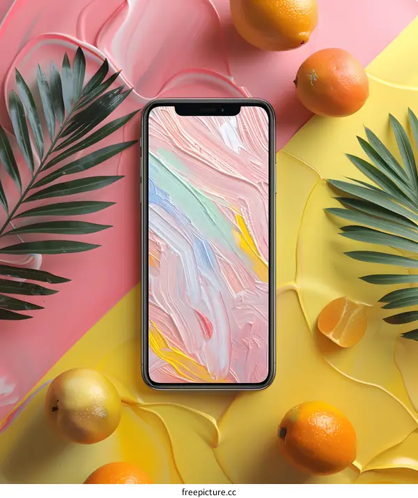 Phone Screen with Abstract Painting