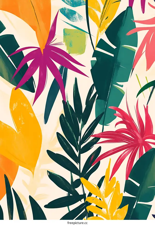 Tropical Leaves Abstract Illustration Background