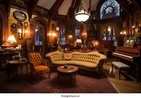 Luxurious Living Room with Vintage Furniture