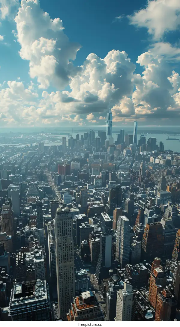 Iconic New York City Skyline with Dramatic Clouds
