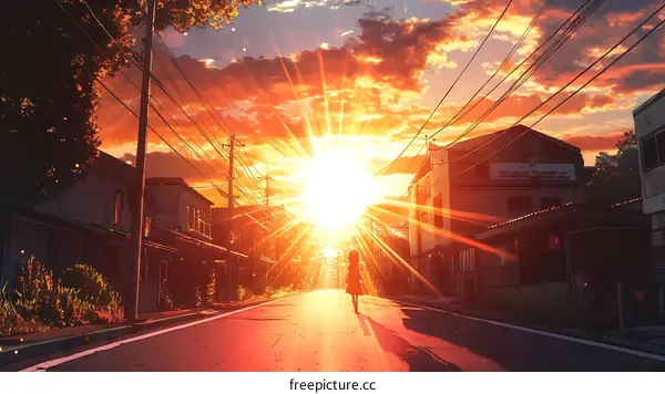 Sunset Stroll Through a Japanese Town