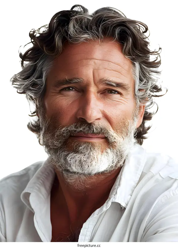 portrait of a handsome gray-haired man