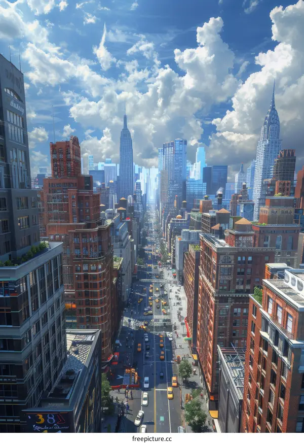 High Angle View of a Busy City Street