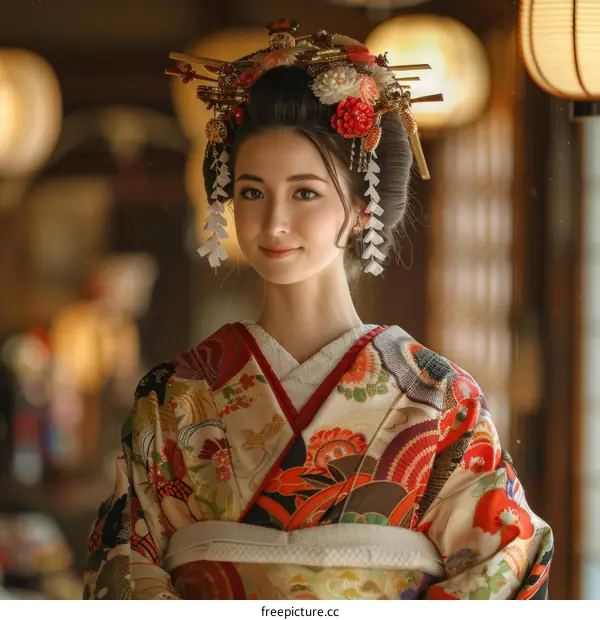 Mesmerizing Japanese Geisha in Traditional Kimono