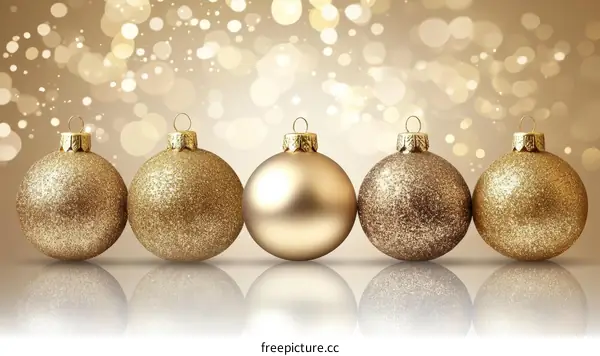 Gold Christmas Ornaments Background Image