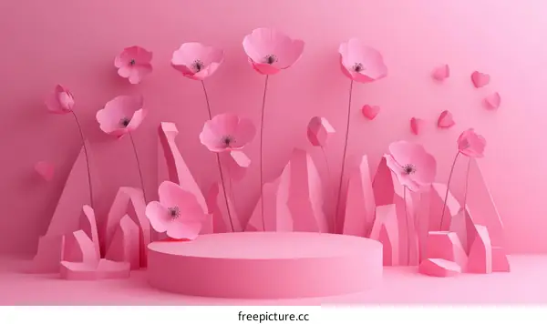 Pink Floral 3D Display Podium