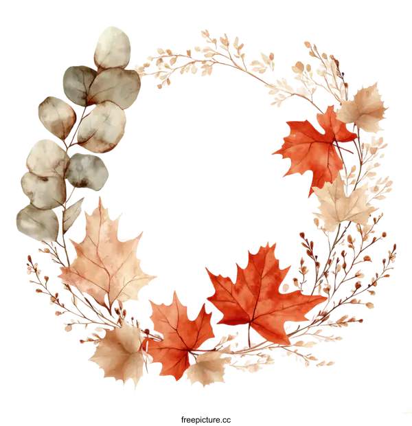 [Transparent Background PNG]Autumn Watercolor Wreath Design