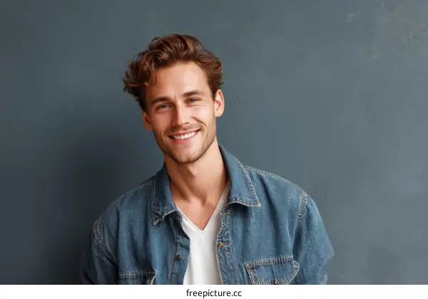 Smiling Caucasian Man Portrait Studio Shot