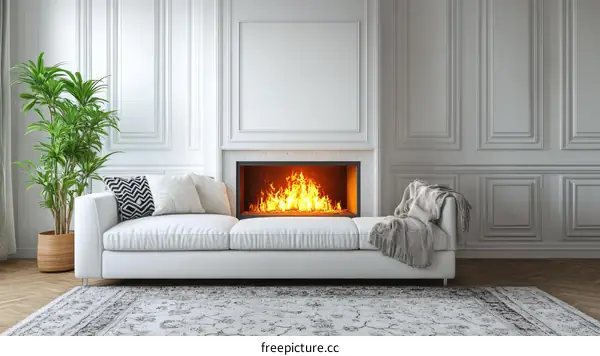 Elegant Living Room with Cozy Fireplace