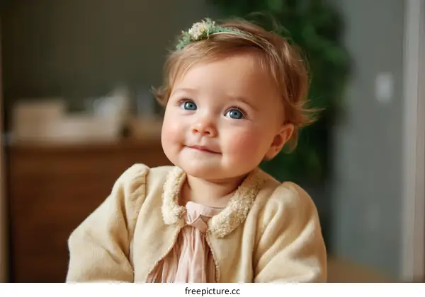 Adorable Baby Girl with Floral Crown