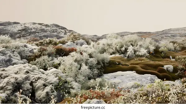 Close Up Of Moss Covered Rocks In A Rocky Landscape