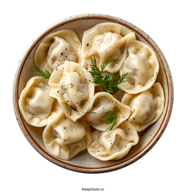 [Transparent Background PNG]dumplings in ceramic bowl