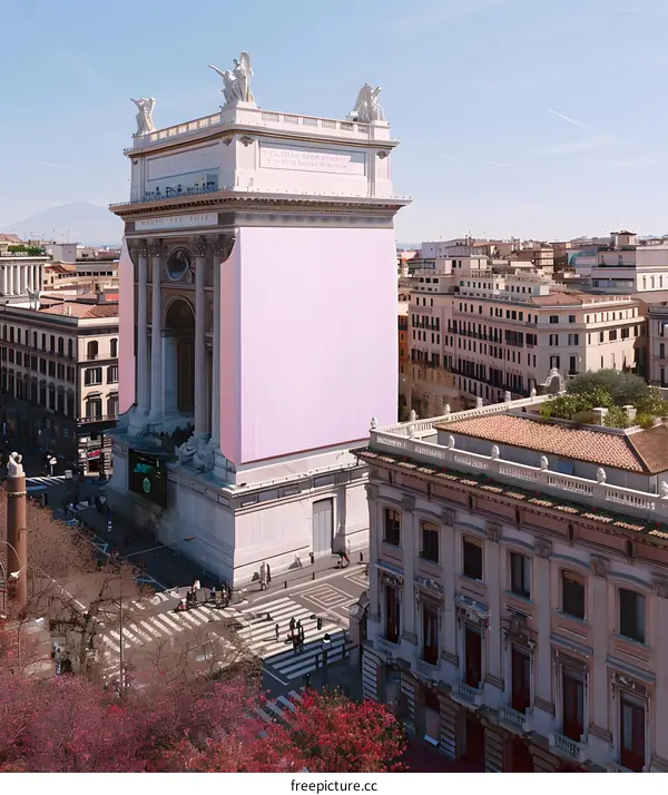 Large Blank Billboard on Classic Architecture in City