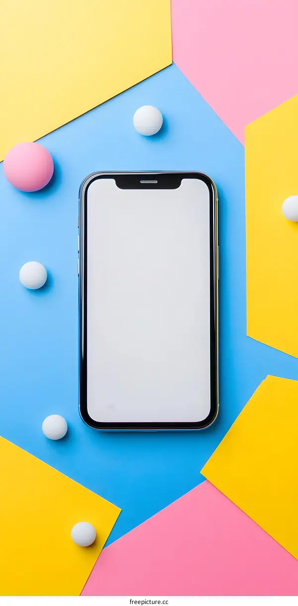 White Screen Smartphone with Colorful Background