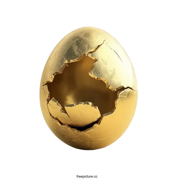 [Transparent Background PNG]Cracked Golden Egg Abstract Art