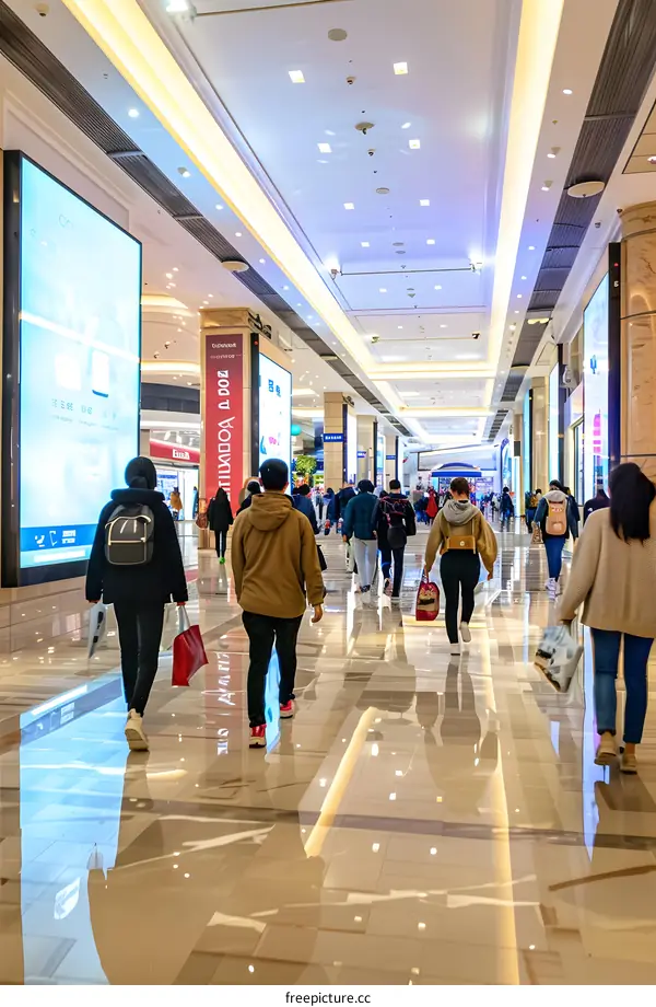 People Walking in a Modern Shopping Mall